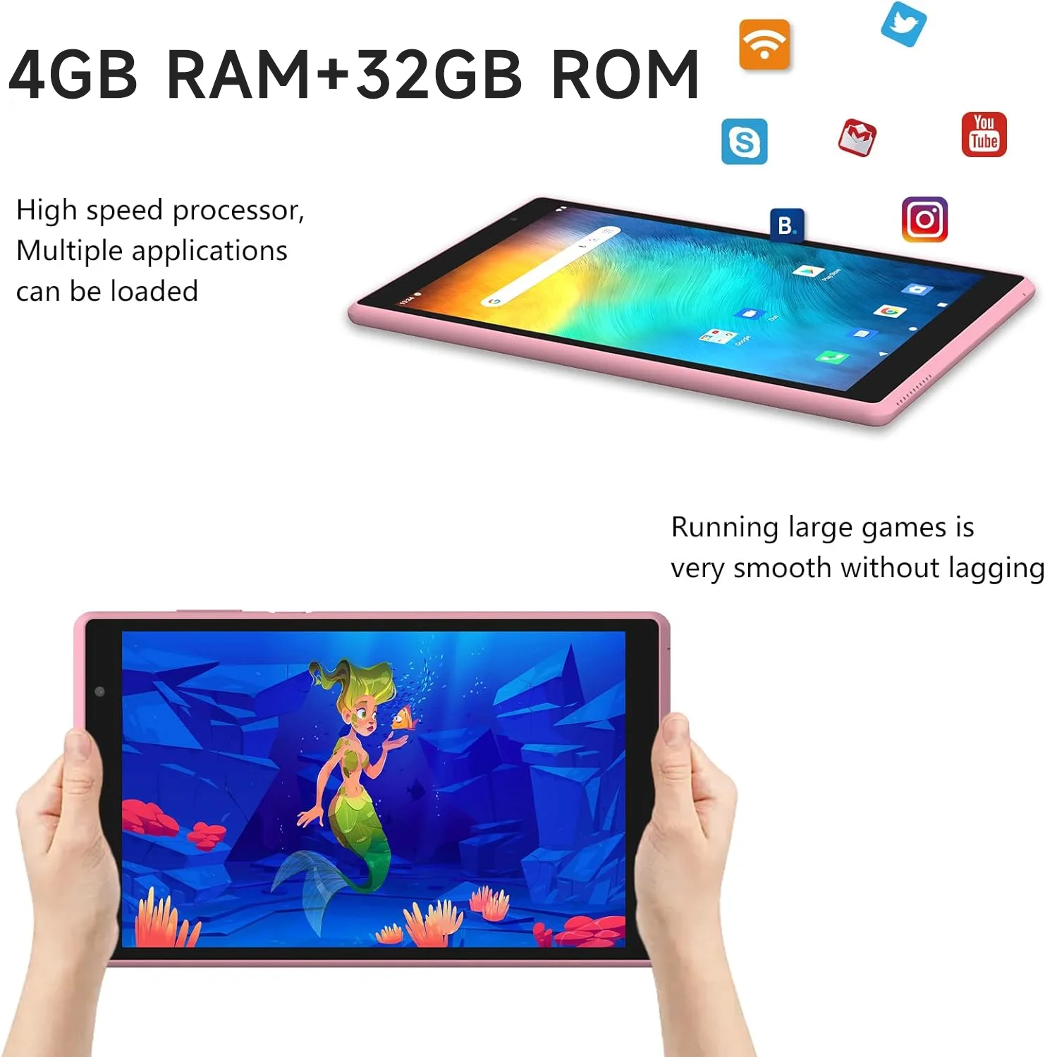 Tablet 8 inch, Android 11.0 Tableta 32GB Storage 512GB SD Expansion Tablets PC, Quad-core Processor 1280x800 IPS HD Touchscreen Dual Camera Tablets, Support WiFi, Bluetooth, 4300 mAh Battery
