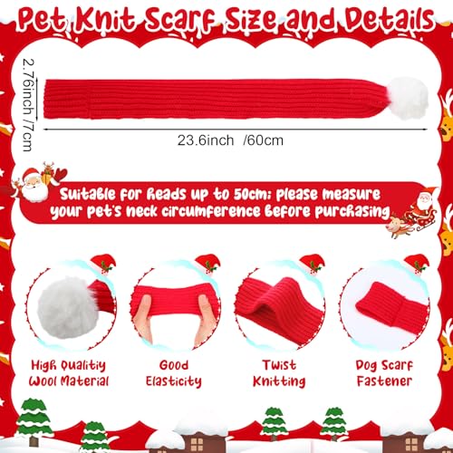 Sadnyy 2 Set Pet Christmas Costumes Dog Knitted Scarf Reindeer Antlers Headband Elk Pet Headdress Neck Puppy Winter Warm Christmas Holiday Decoration Scarf Cat Accessories for Medium Dogs(Red,Green)
