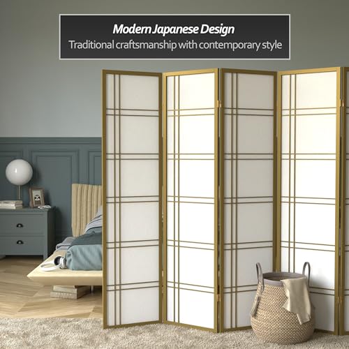 Red Lantern 6 ft. Tall Double Cross Shoji Screen-Grey-3 Panels Room Divider