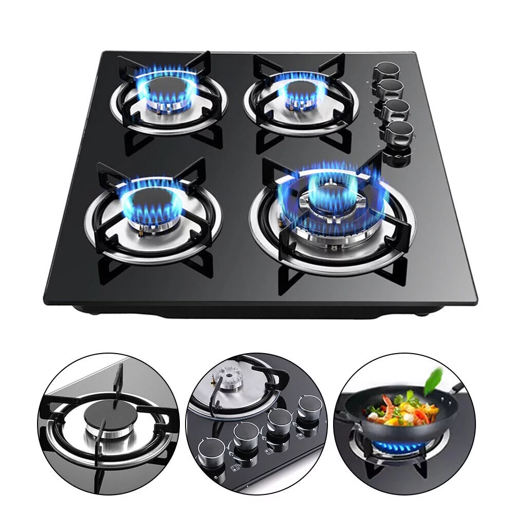 Miumaeov 4 Burner Gas Cooktops Built-In Cook Stove Kitchen LPG/NG Gas Hob with Adapter Electronic Ignition 23