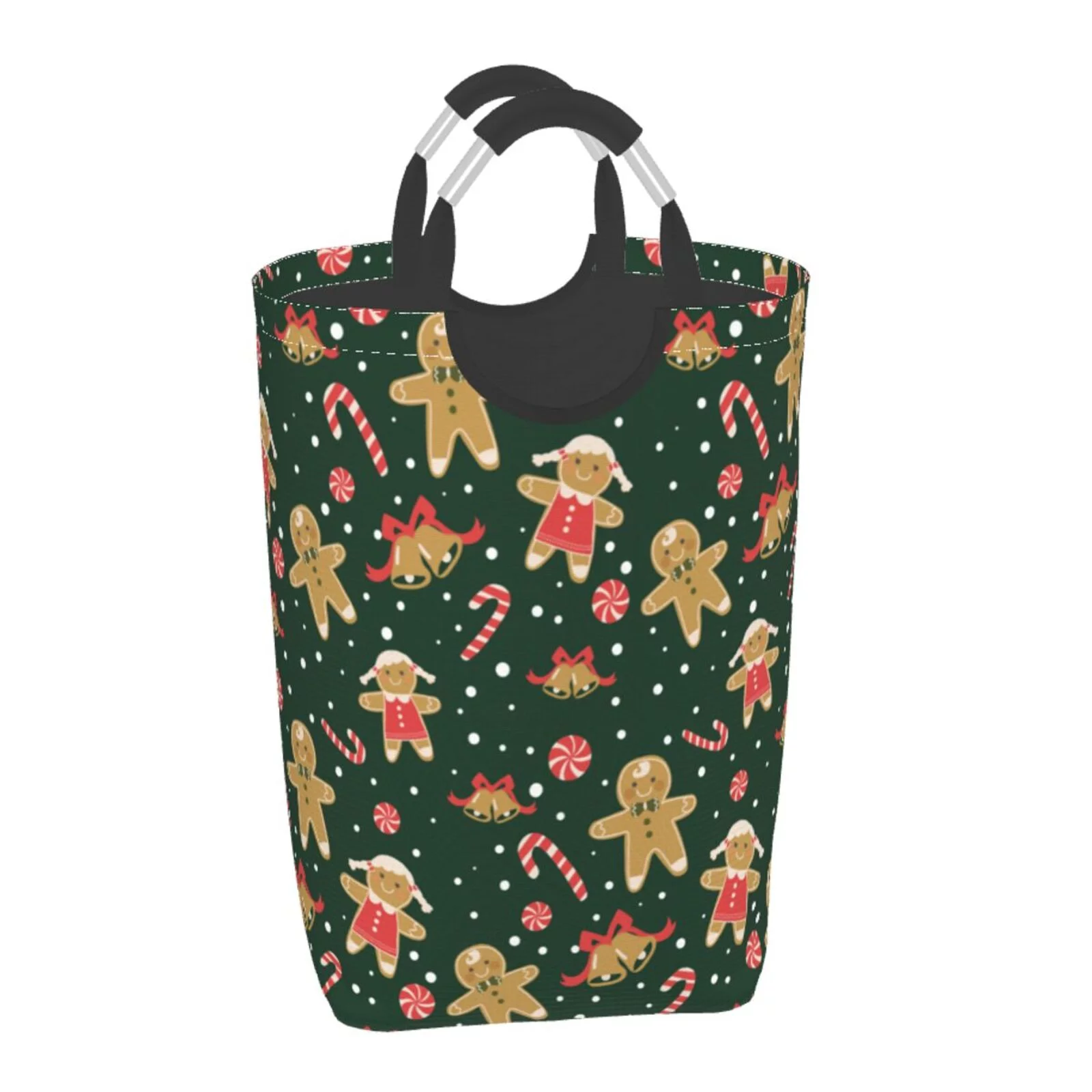 XMXT Collapsible Laundry Basket Hamper, Christmas Sugar Cookies Print Large Laundry Bag Clothes Hamper with Aluminum Handle, 50L