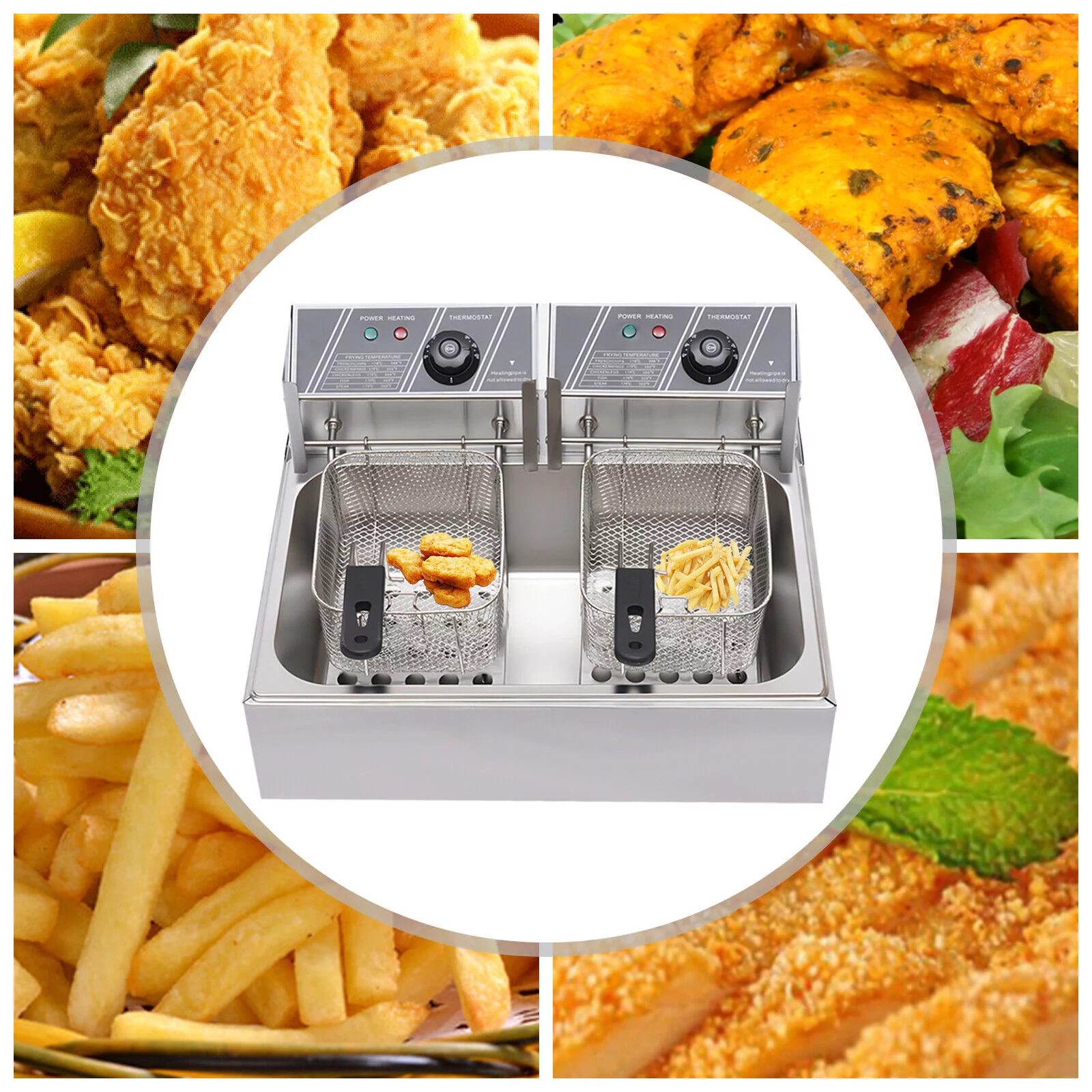 12L Commercial Electric Deep Fryer Cooking Machine Restaurant Fry Basket Stainless Steel 5000W