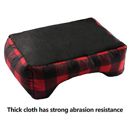 Hollypet Printed Flannel Rectangle Plush Dog Cat Bed Self-Warming Pet Bed, Christmas Red and Green Check