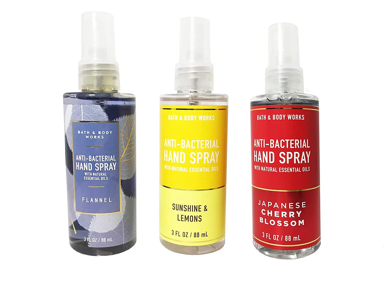 Bath and Body Works Value Pack Lot of 3 Hand Spray 3 oz Each Assorted Fragrance