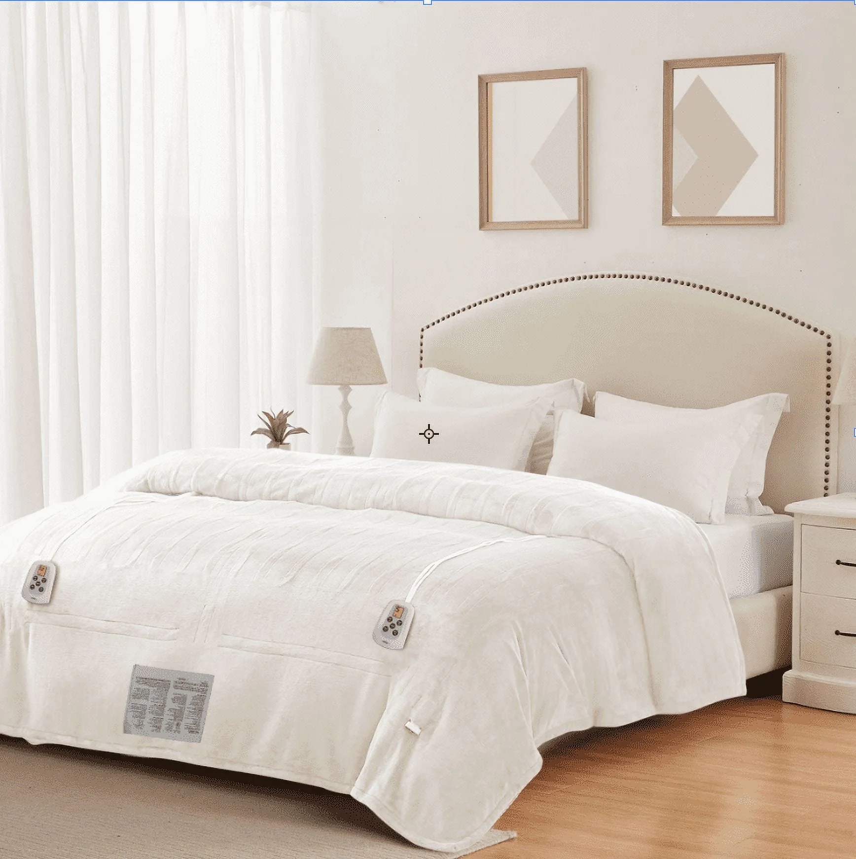 SUNVIVI Energy Saving Heated Blanket, Soft Electric Blanket King Size Dual Control, 10 Heat Settings Washable Electric Heating Blanket with 12 Hours Auto Off, ETL Certified, 5 Years Warranty, White