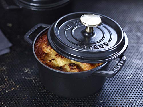 STAUB Cast Iron Dutch Oven 5.5-qt Round Cocotte, Made in France, Serves 5-6, Black Matte