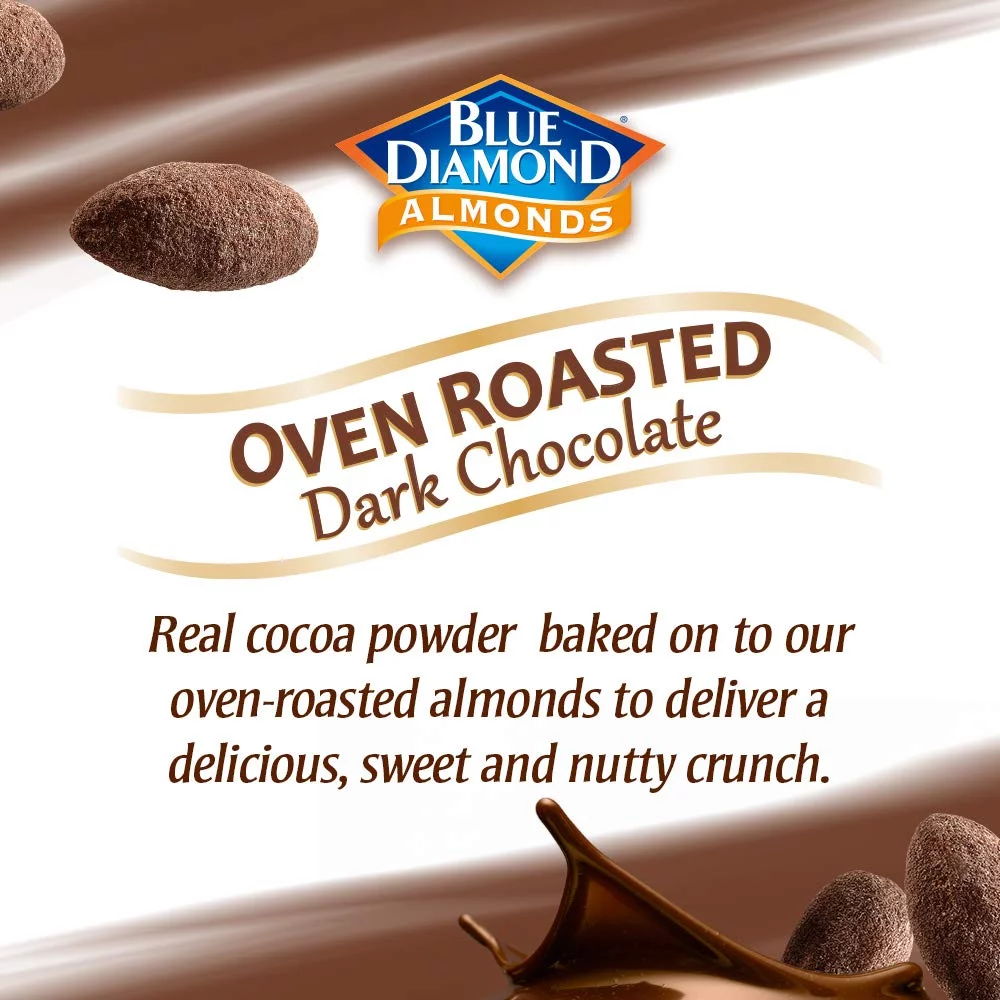 Indulge in the Irresistible Delights: Blue Diamond Dark Chocolate Almonds - 40Oz (Case of 6)