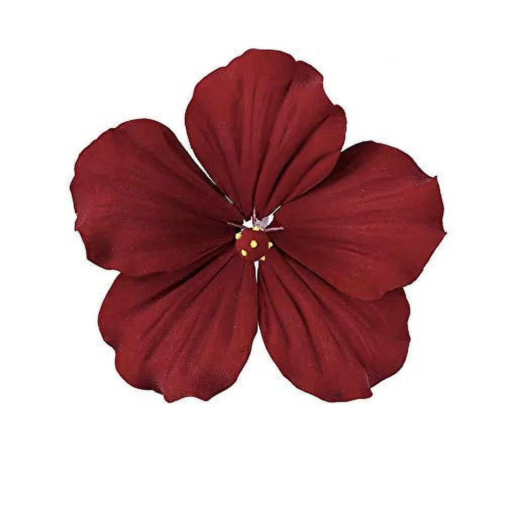 gumpaste hibiscus flower set of 3 deep red - edible flowers for cake decorating - sugar paste flower decorations for cakes, cupcake toppers - birthday party, wedding, valentines day, shower