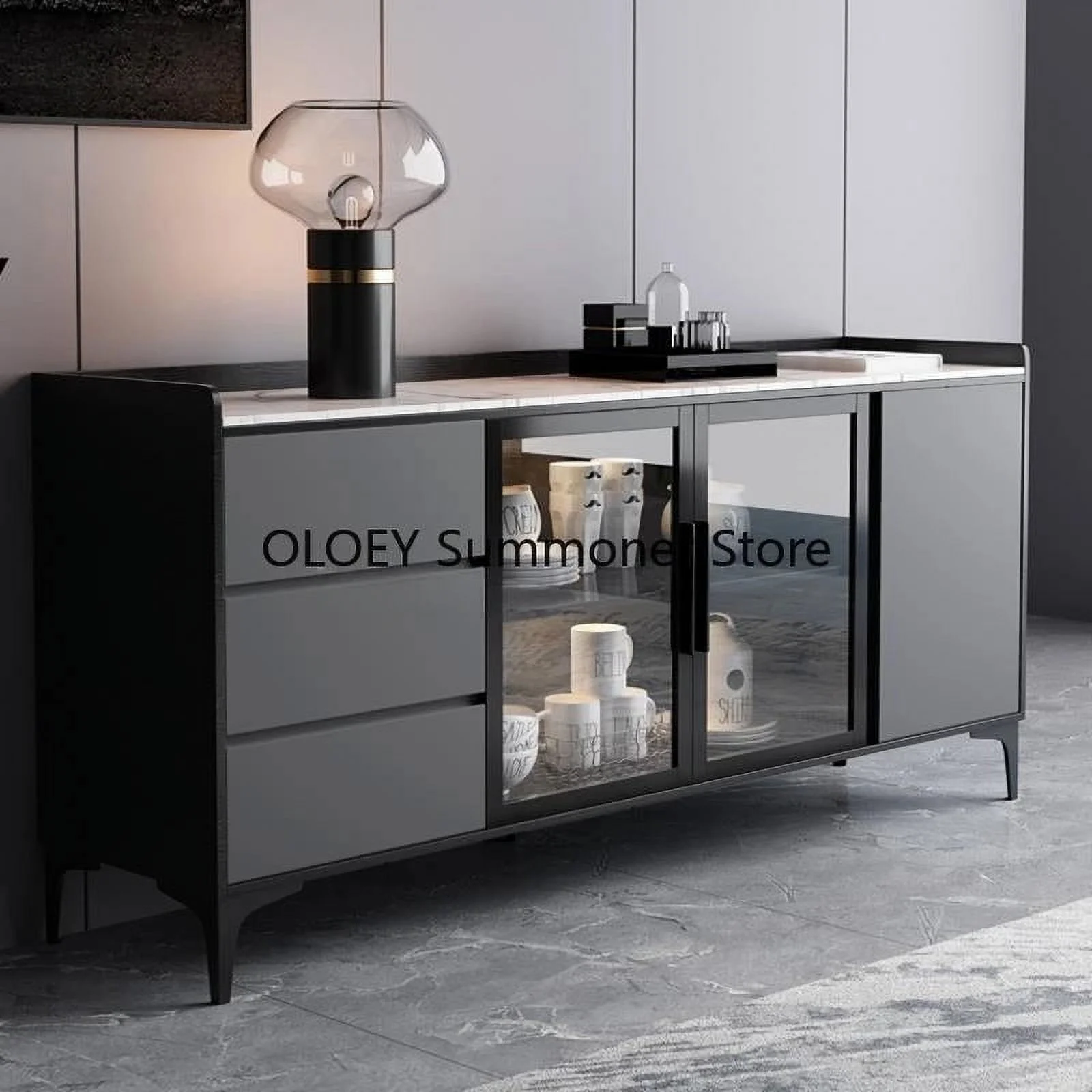 Nordic Rock Board Sideboard Solid Wood Wine Cupboards Modern Minimalist Kitchen Furniture Living Room Marble Kitchen Furniture
