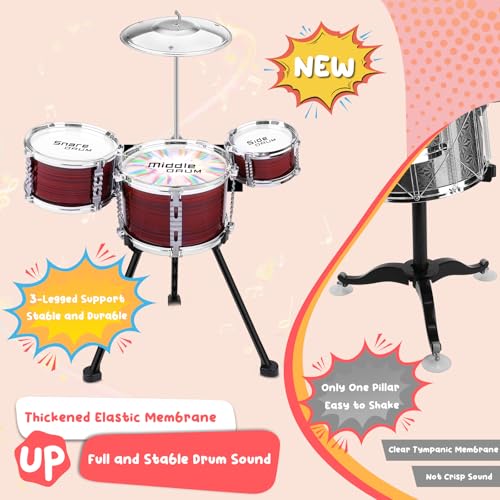 Upgraded Kids Drum Set, 5 Piece Toy Set for Toddlers1-3 3-5 Band Rock Jazz Drum Musical Instrument Toys for Boys Girls Christmas Birthday Gifts