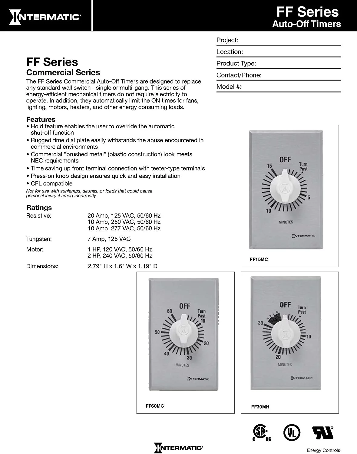 Intermatic FF5M Spring Wound Timer, 5-Minute, SPST, Brushed Aluminum/Sandstone