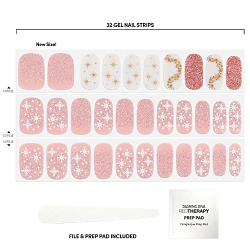 Dashing Diva Gloss Nail Strips - Santa Baby | UV Free, Chip Resistant, Long Lasting Gel Nail Stickers | Contains 32 Nail Wraps, 1 Prep Pad, 1 Nail File