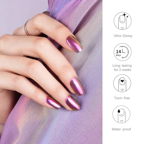 DANNI & TONI Semi Cured Gel Nail Strips Christmas Santa Claus Snowflakes Cat Eye Gel Nail Wraps 28 Stickers | Mistletoe Meow