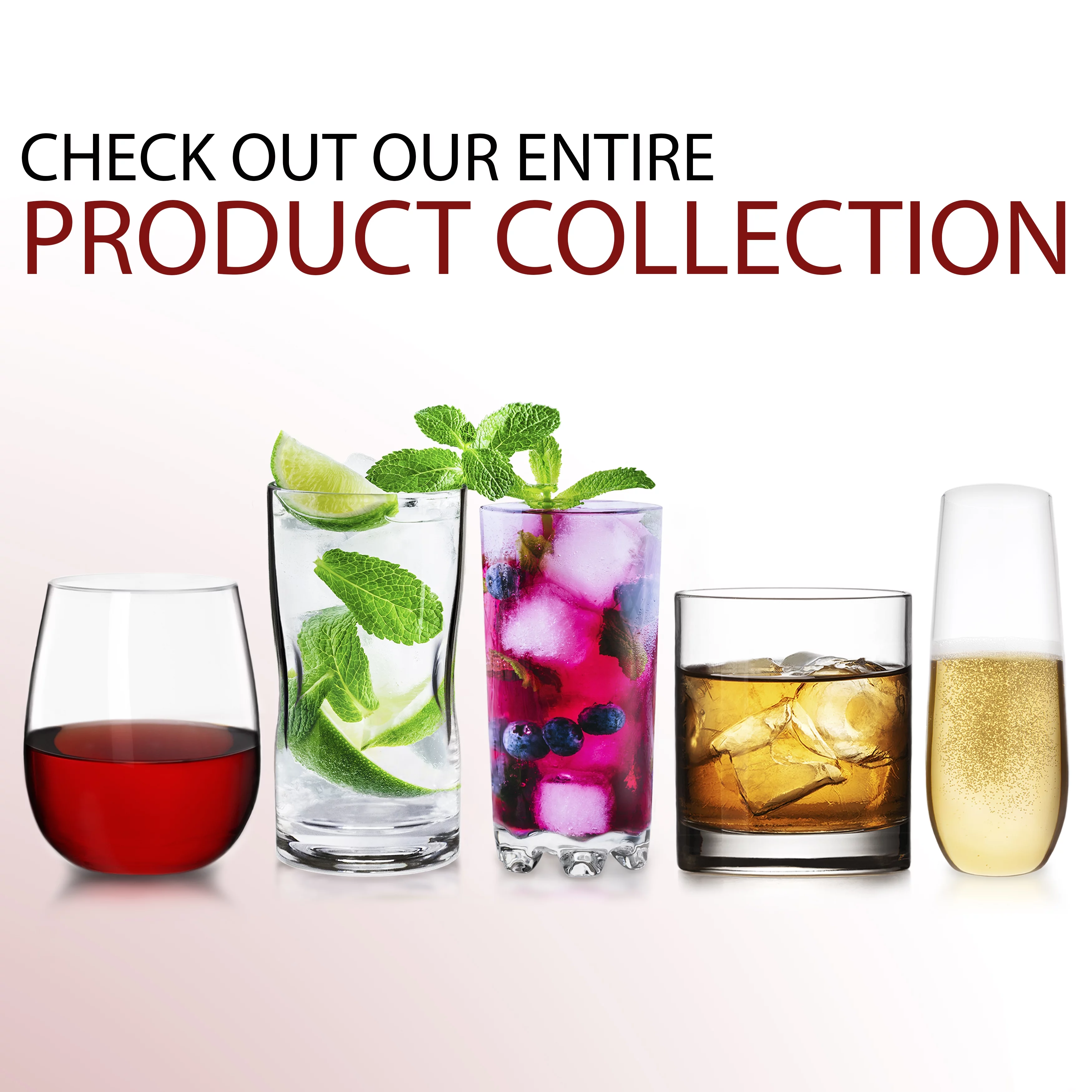 Bravario Unbreakable Plastic Wine Glasses, 16 oz BPA-Free Stemless Tritan Tumbler, Set of 12