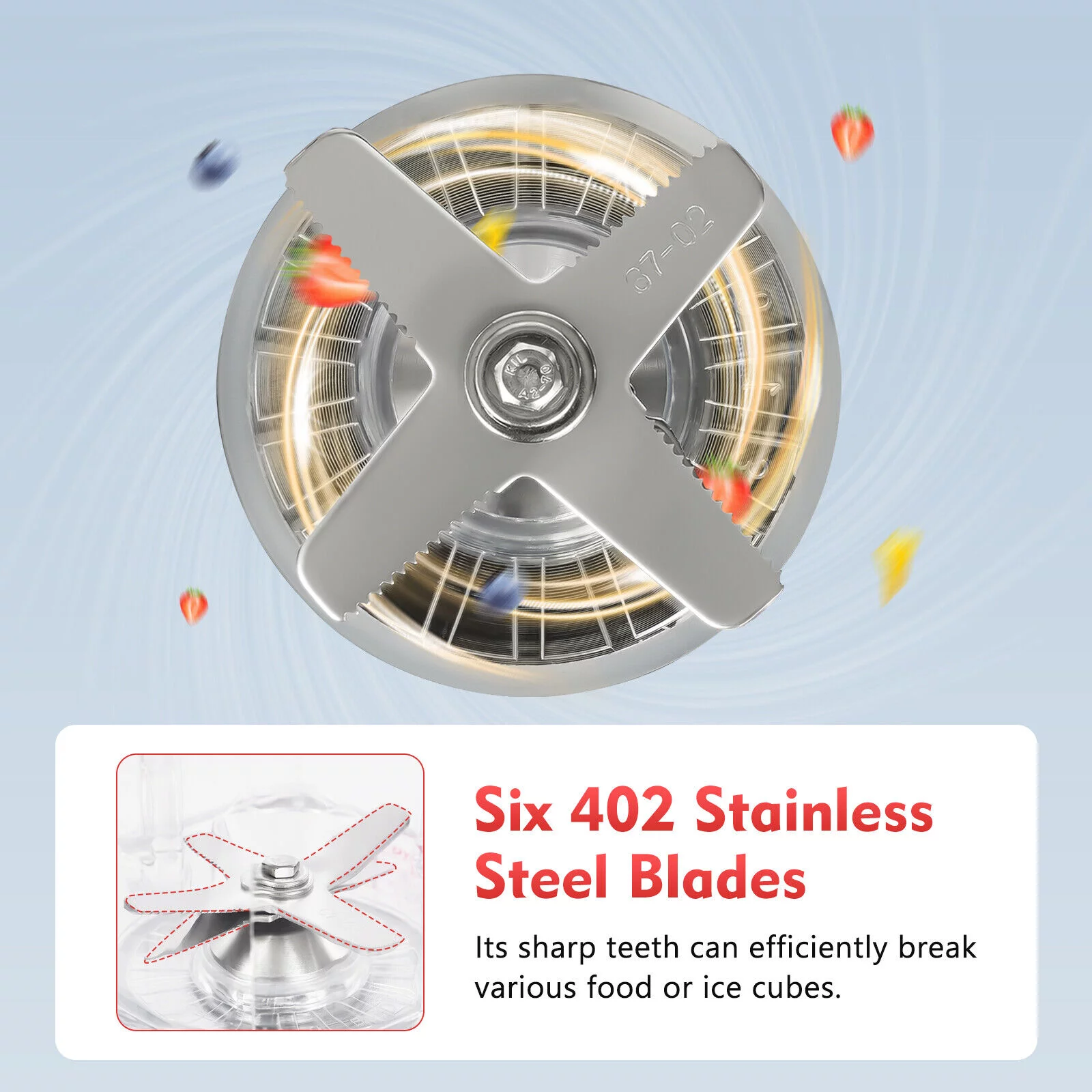 Oukaning 2L 2200W Crushing Blender Electric Mixer 45000 Rpm High Speed Blender(Red)