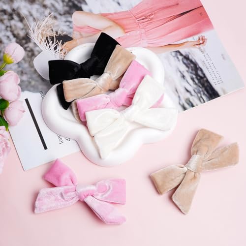 baotongle 8pcs Velvet Hair Accessories Velvet Hair Bows Barrettes and Clips Knot Bows for Toddlers Bows for Little Kids Gift(8, Red,green,deep red,wine red)