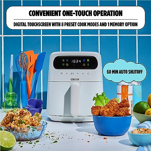 CRUX x Marshmello 8.0 QT Digital Air Fryer with TurboCrisp Technology, Touch Screen Temperature Control, Timer and Auto Shut-off, Fully Programmable, Silicone Liner Included, Lavender