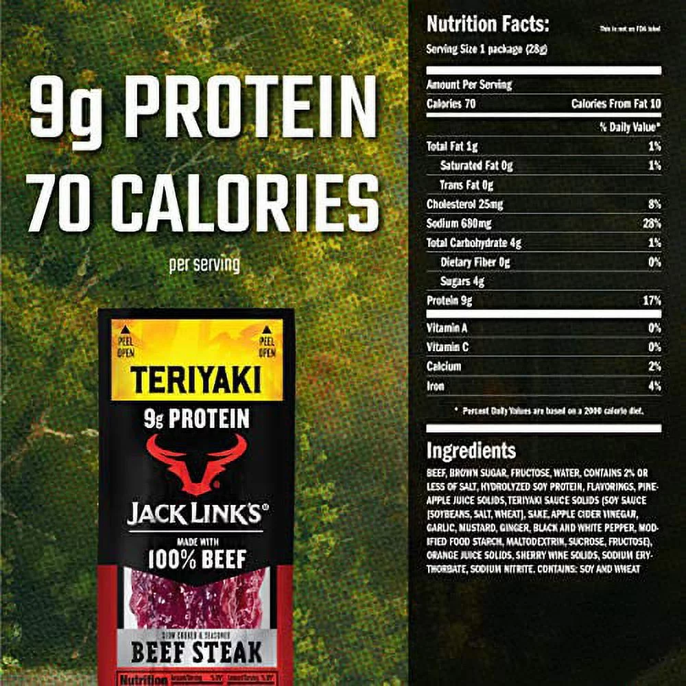 Jack Link's Premium Cuts Beef Steak, Teriyaki, 1 oz, 12 ct