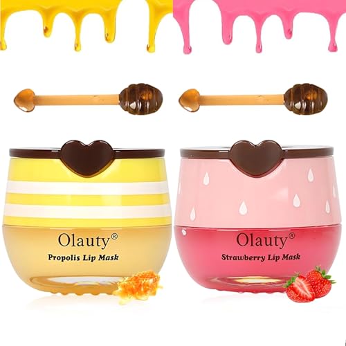 6 PCS Bee Lip Balm Mask Honey Pot, Honey Lip Balm Bulk, Moisturizing Lip Sleep Masks Hydrating Prevention Dry and Crack Lip Scrubs, Propolis Lip Mask Overnight Reduce Lip Lines