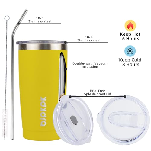 BJPKPK Insulated Tumbler 20 oz Stainless Steel Coffee Travel Thermal Cup With lids And Straws,Light Pink