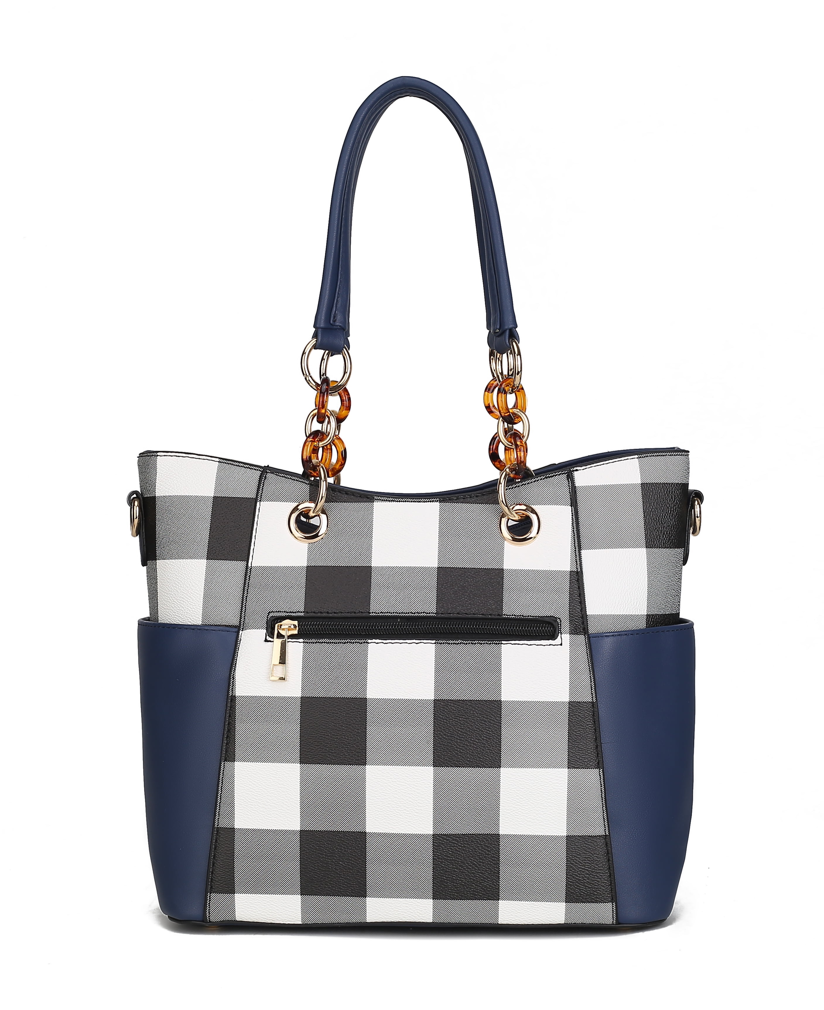 MKF Collection Paloma Women's Checkered Shoulder Bag & Matching Wallet 2-Piece Set by Mia K. - Black