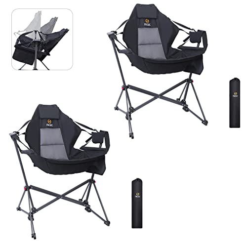 Nice C Hammock Camping Chair, Camping Chair Rocker, Swinging Chair, High Back with Stand, Cup Holder, Side Pocket, Heavy Duty (1-Pack)
