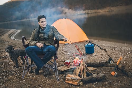 Nice C Heated Hammock Camping Chair, Swing Chair, Folding Rocking Chair, Camping Chair, High Back with Stand, Cup Holder, Side Pocket, Heavy Duty 10000mAh Power Bank Included(Set of 1)