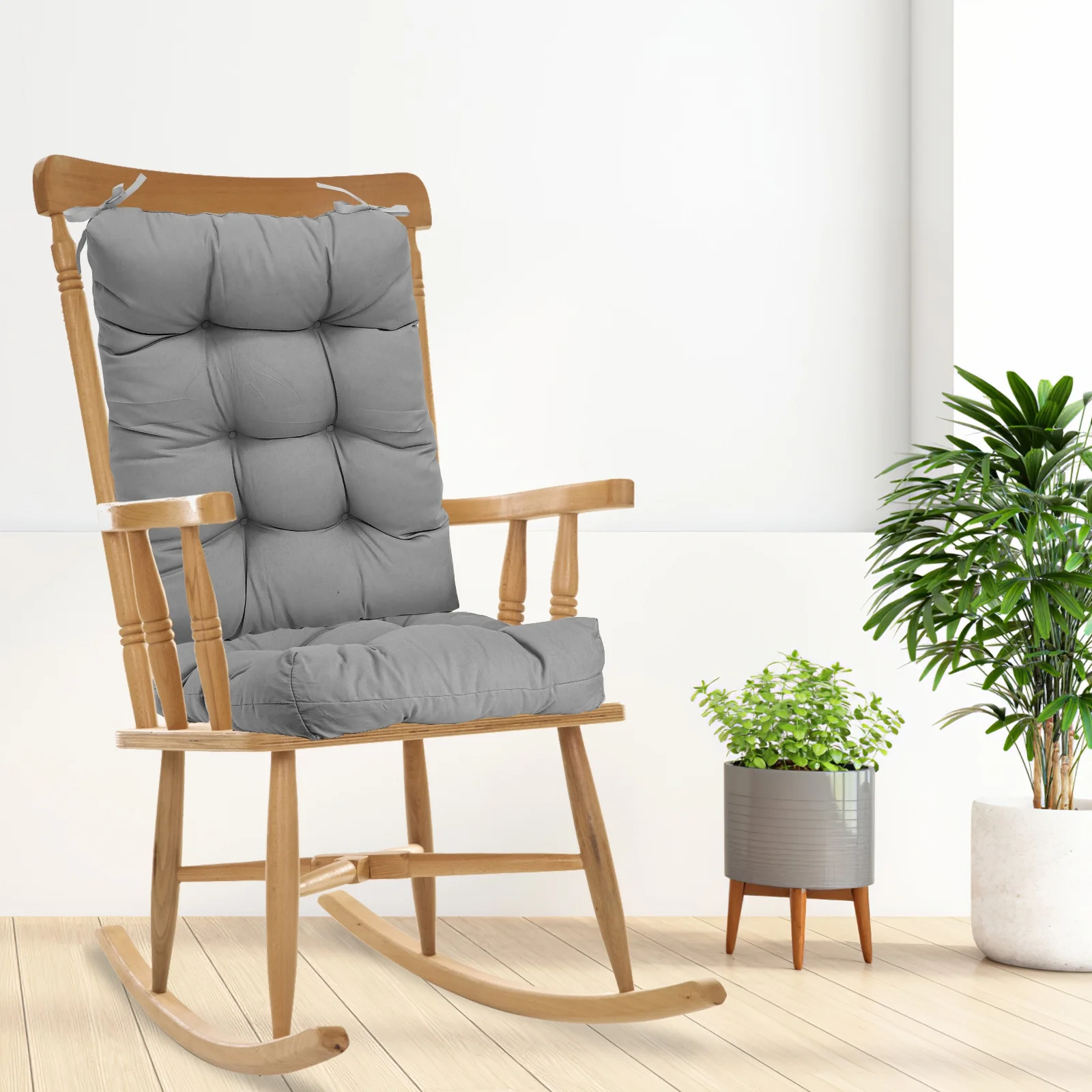 iMounTEK Rocking Chair Cushion Indoor Rocking Chair Pads Back and Seat Sets with Ties, 2 Piece for Indoor Home Office Car, Grey