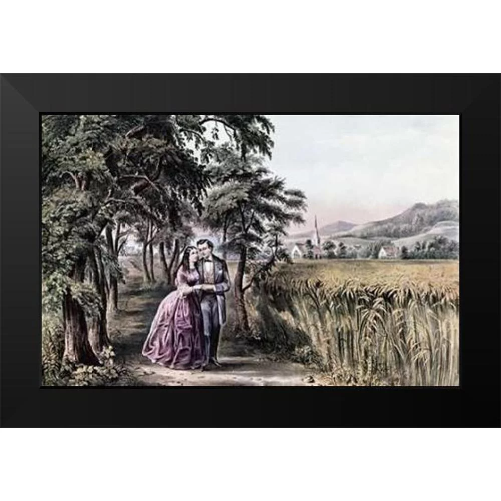 Ives, Currier and 18x13 Black Modern Framed Museum Art Print Titled - Four Seasons of Life: Season of Love