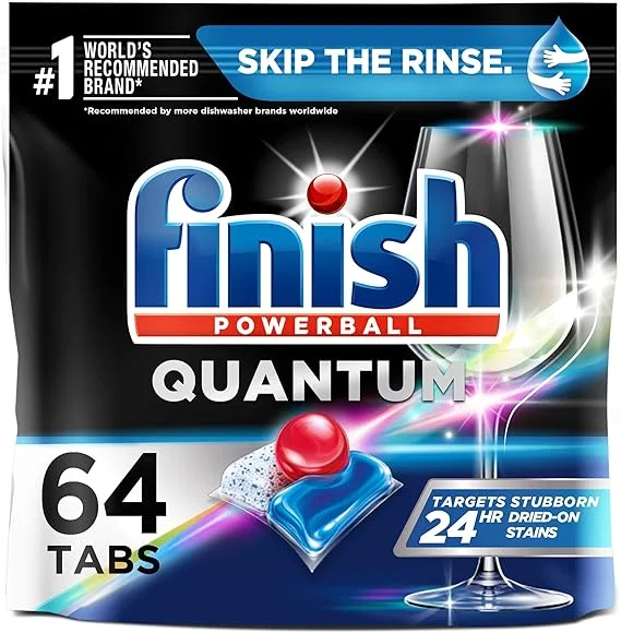 Finish - Quantum - 64ct - Dishwasher Detergent - Powerball - Ultimate Clean & Shine - Dishwashing Tablets - Dish Tabs
