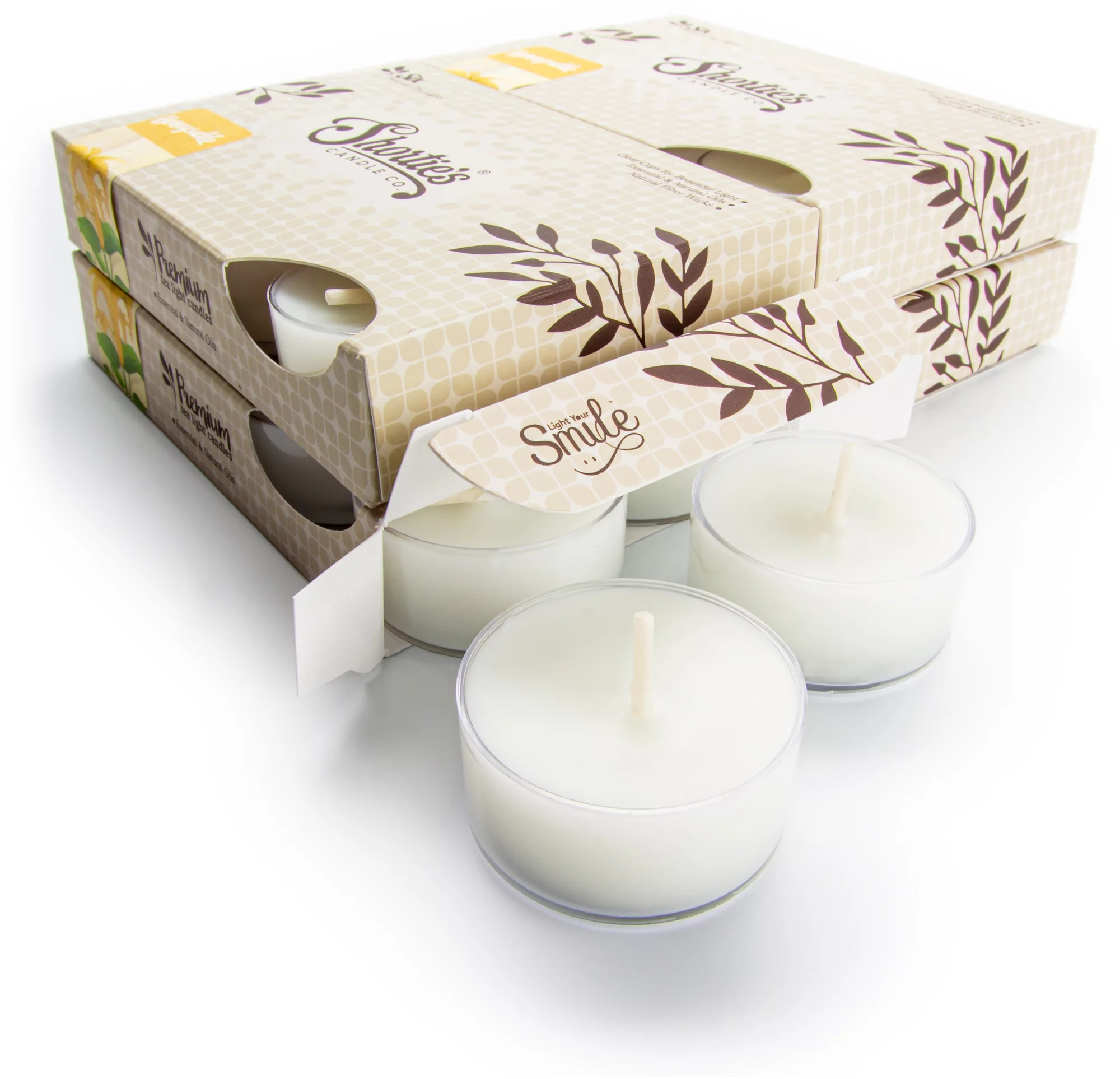 Pure Honeysuckle Tealight Candles Bulk Pack - 24 White Premium Scented Tea Lights - Essential & Natural Oils - Shortie