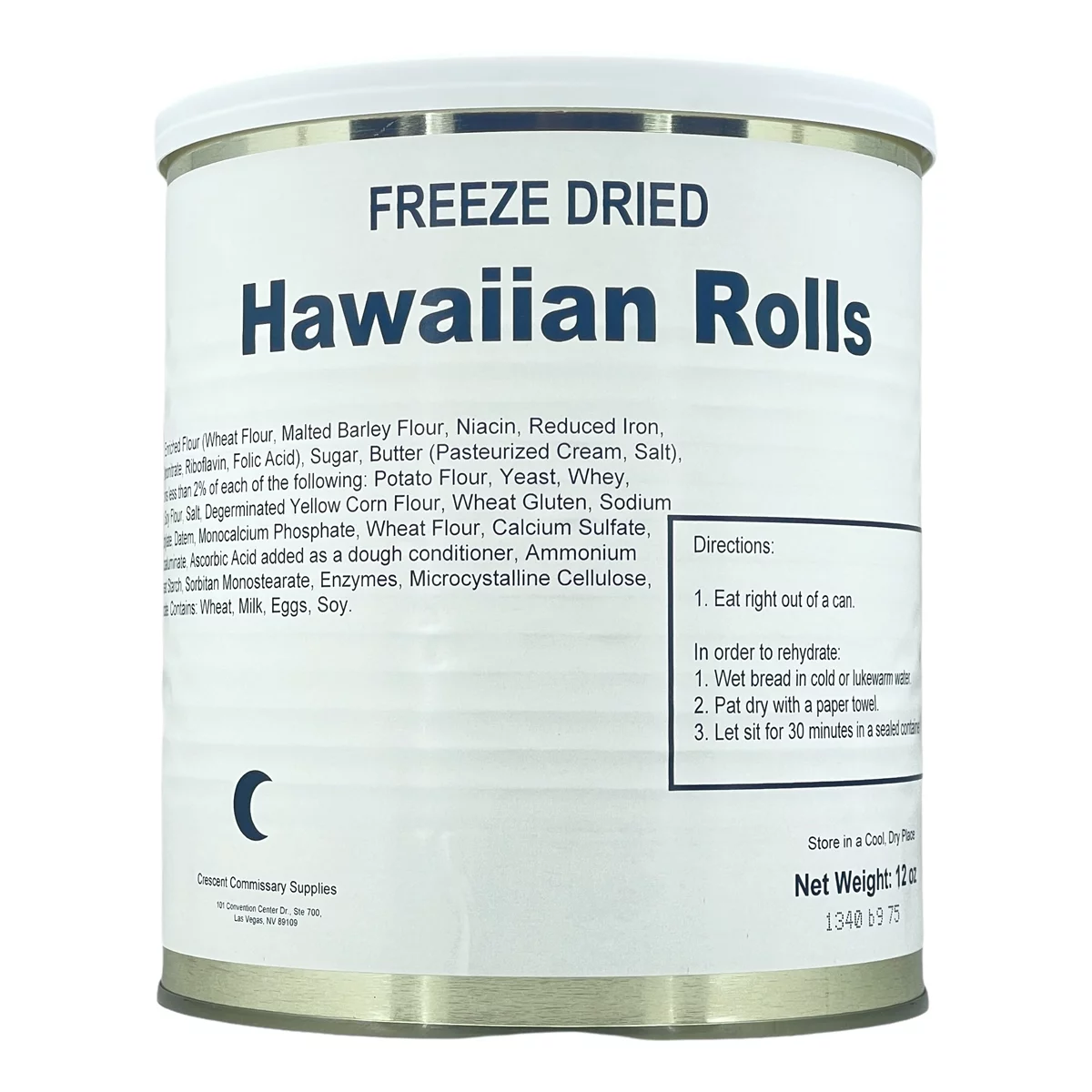 Military Surplus Freeze Dried Long Shelf Life Emergency Food Ration Hawaiian Rolls #10/12oz/Can - 1 Can