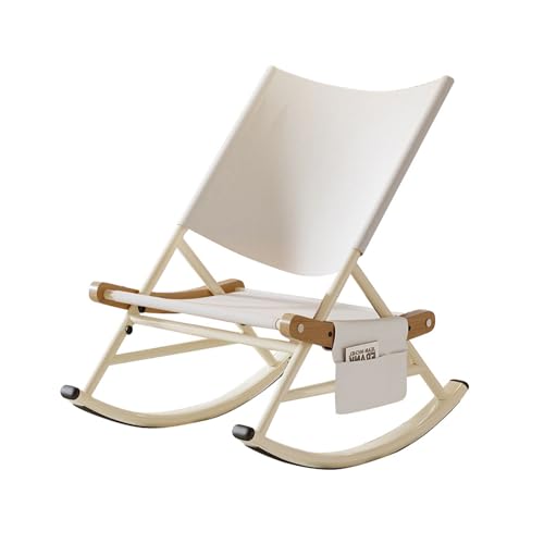 Folding Patio Outdoor Rocker Chairs,Comfortable Folding Freestyle Lounge Chair with Side Pocket Carry Bag,Hard Armrests,Supports 400 lbs-White