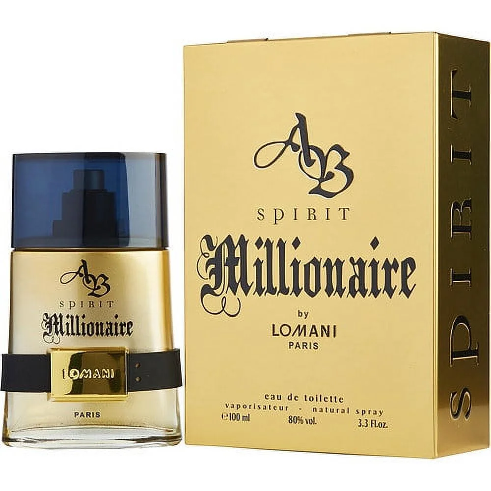 AB SPIRIT MILLIONAIRE by Lomani - Men's EDT Spray 3.3 oz - Luxury Blend for Everyday Elegance