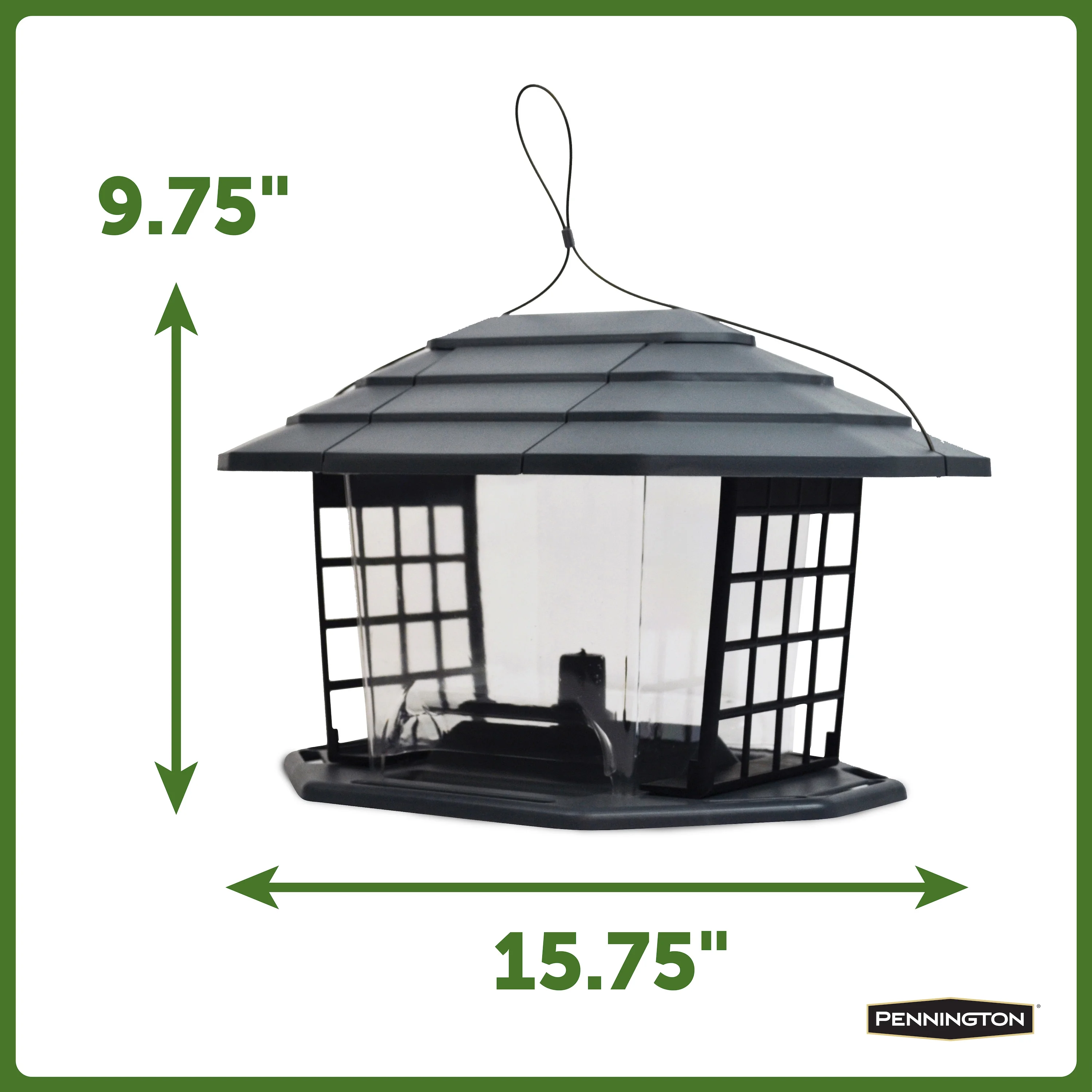 Pennington Earth Smart, Gray Recycled Resin EcoBistro Wild Bird Hopper Feeder 5 lb. Capacity, 2 Pack