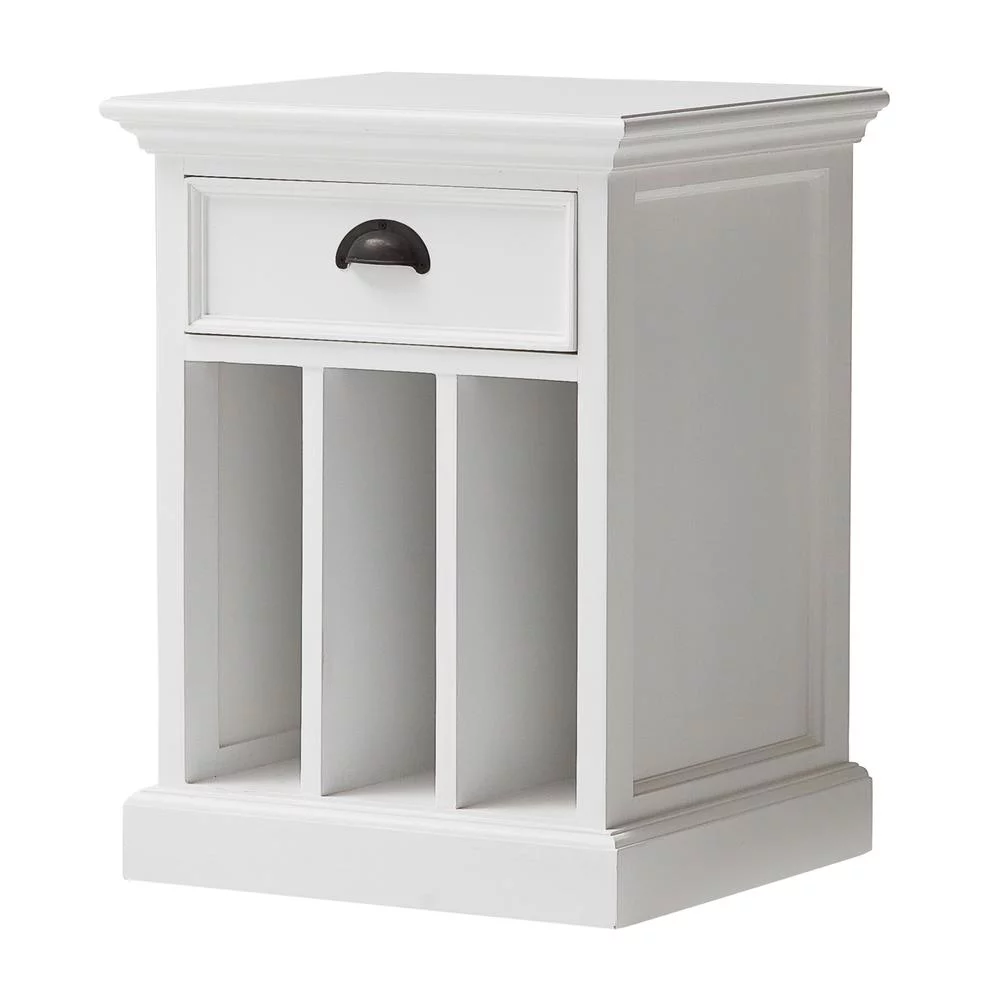HomeRoots 397620 23.62 x 17.72 x 16.93 in. Classic White Nightstand with Dividers
