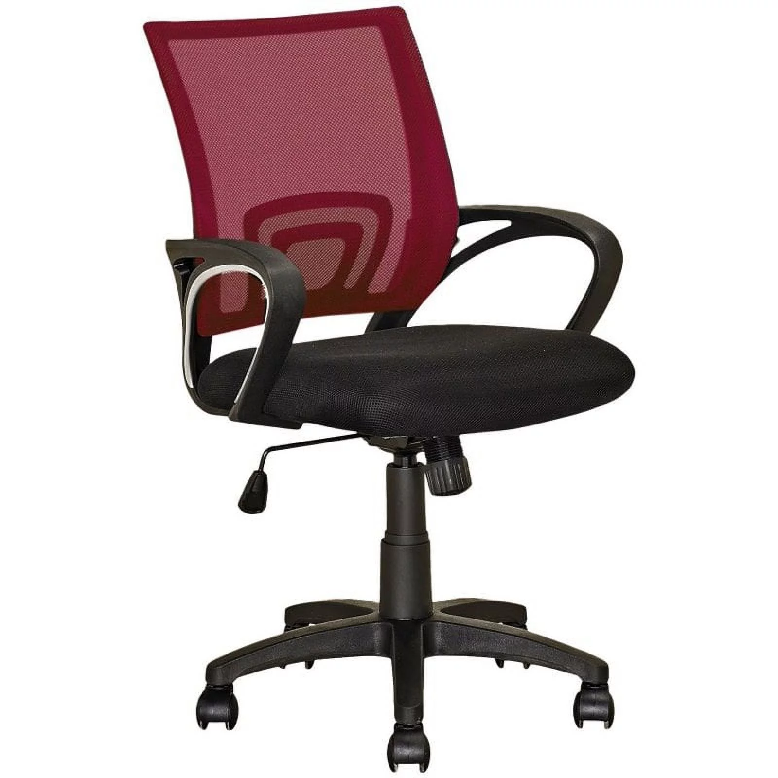 Atlin Designs Adjustable Fabric & Plastic Swivel Office Chair in Maroon/Black