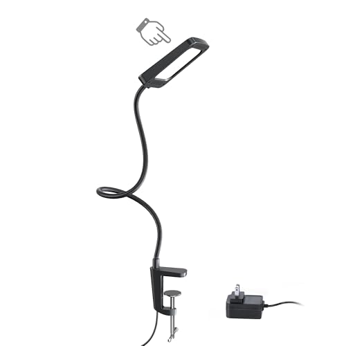 TROND LED Desk Lamp with Clamp, 1000LM Super Bright 3-Level Dimmable Desk Light 6000K Daylight, Extra-Long Flexible Gooseneck Clip on Light, Eye-Care Clamp Lamp for Painting, Workbench,Reading, Sewing
