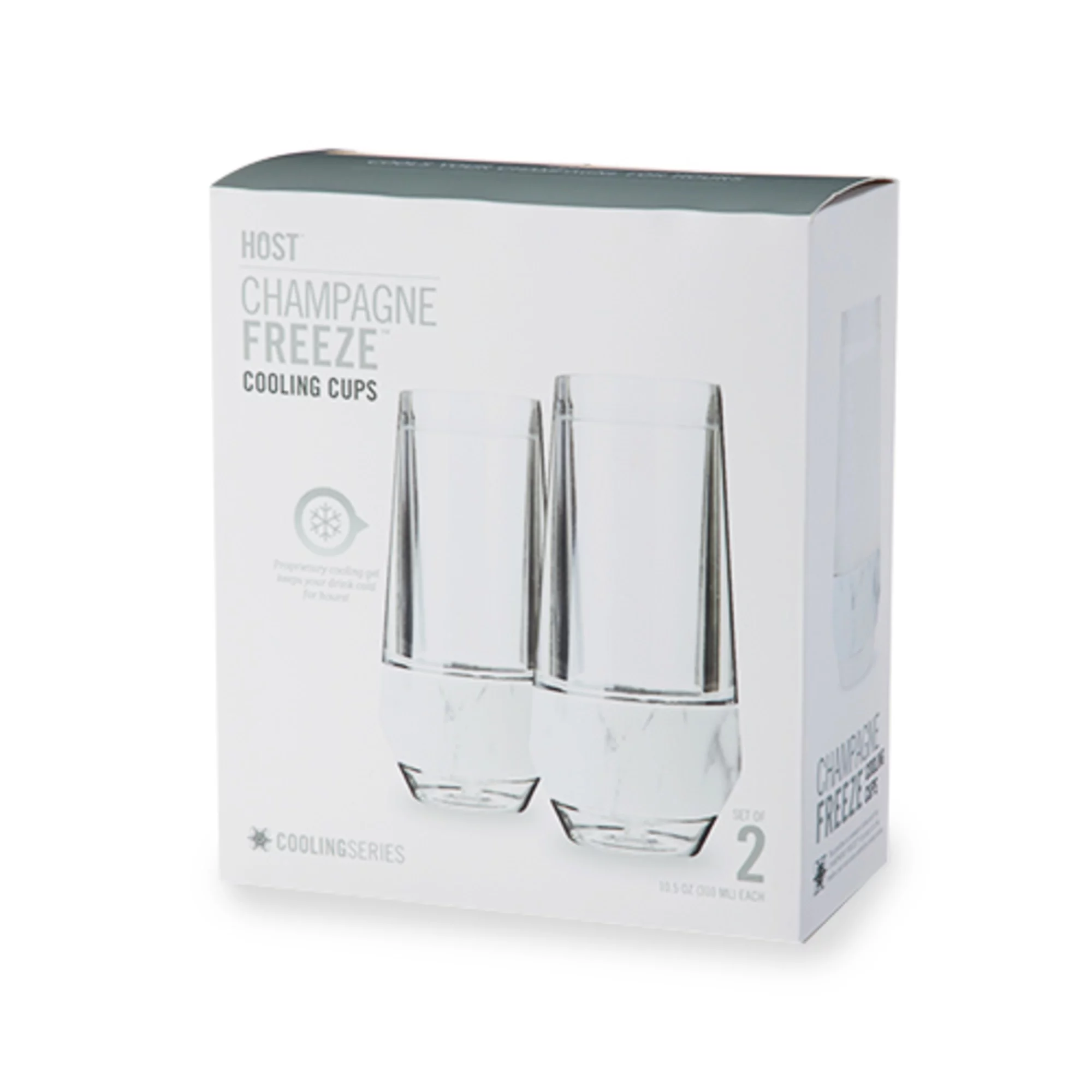 Host Champagne Freeze Double-Walled Stemless Wine Glasses Freezer Cooling Cups with Active Cooling Gel and Insulated Silicone Grip, 9 Oz Plastic Tumblers, Marble, Set of 2