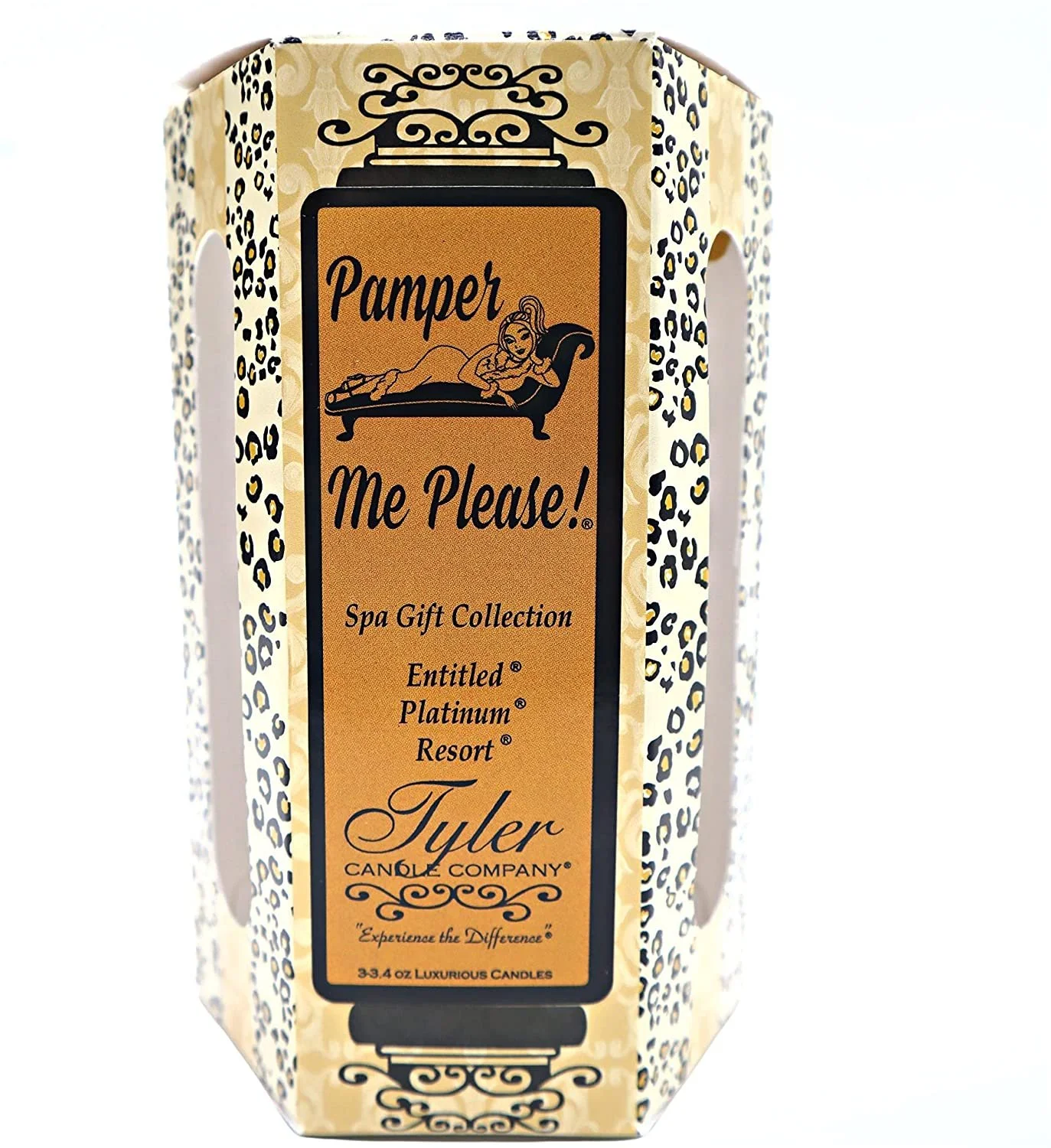 Tyler Candle Company, Pamper Me Please! Spa Gift Collection, Scented Candles Gifts for Women, Ultimate Aromatherapy Experience, 3 Luxurious Candles with Essential Oils, 3.4 oz Each