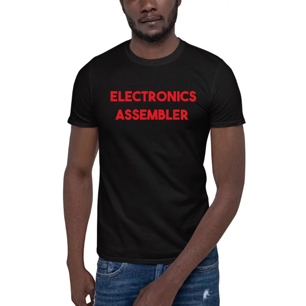 L Red Electronics Assembler Short Sleeve Cotton T-Shirt By Undefined Gifts