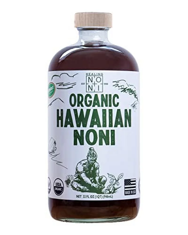 Healing Noni - Organic Hawaiian Noni Juice - 4 Pack of 32oz Glass Bottles