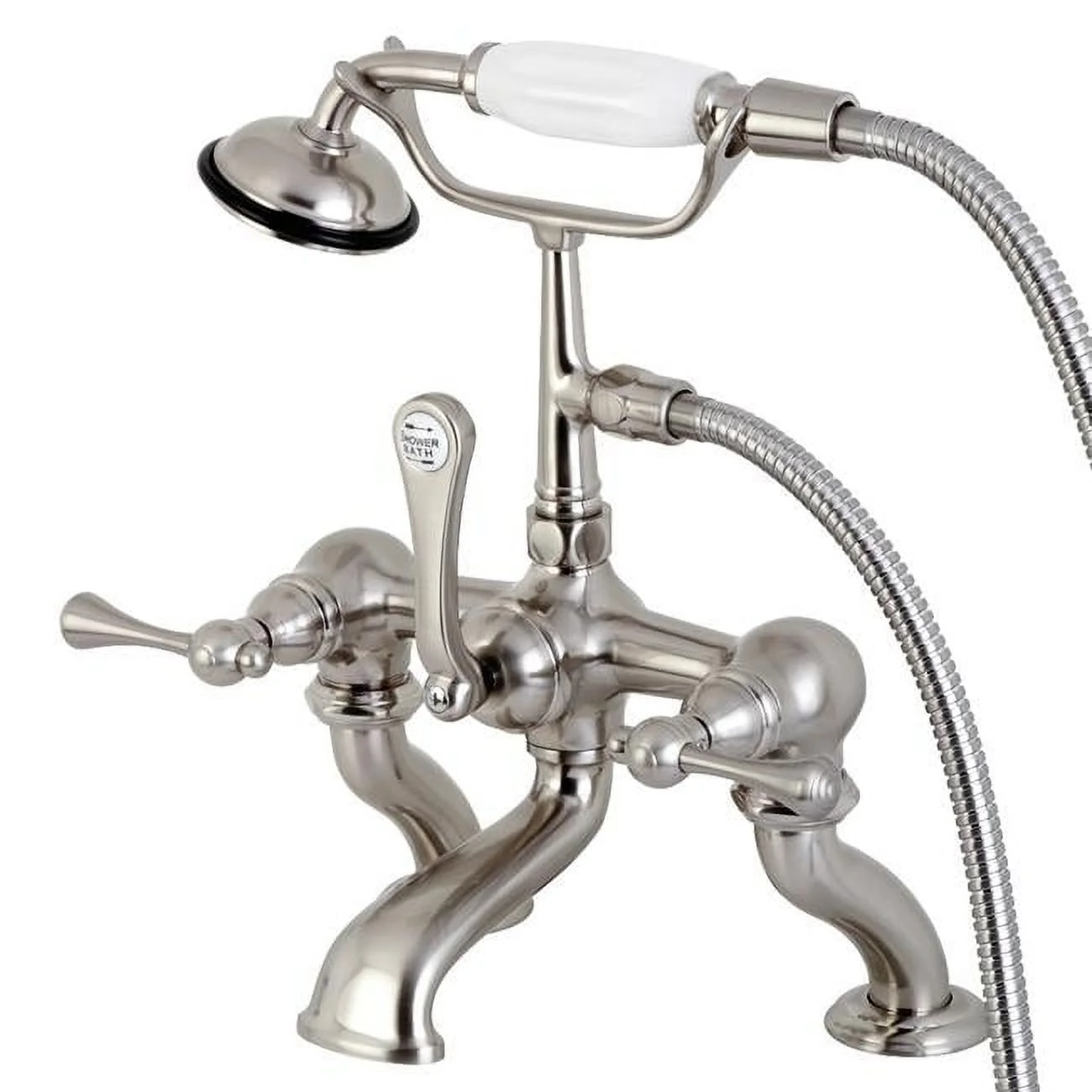 6.5 in. Clawfoot Tub Faucet with Hand Shower, Brushed Nickel