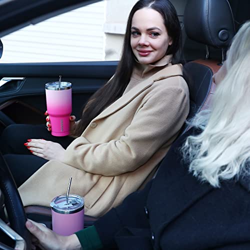 BJPKPK Insulated Tumbler 20 oz Stainless Steel Coffee Travel Thermal Cup With lids And Straws,Light Pink