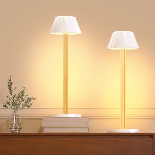 Rechargeable Table Lamps, Cordless Lamp with 6000mAh Battery Operated 3 Color Stepless Dimming Up, Portable Indoor/Outdoor Table Lamp for Patio Restaurant Home Dinner Dining Kitchen, Waterproof