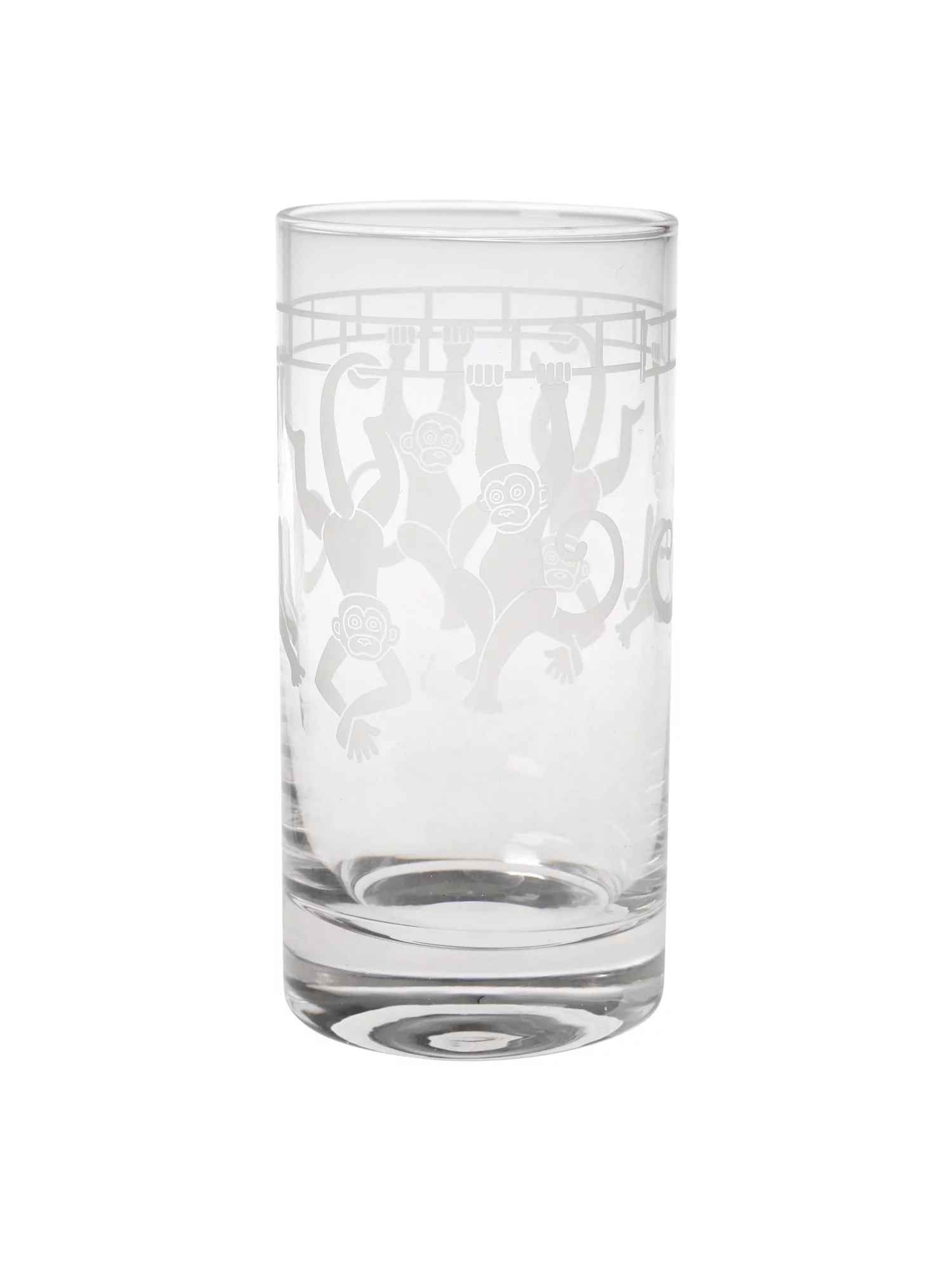 Godinger Silver Art Monkey Drinking Glasses Set - Set of 2 Etched Glass Tumblers, 12 oz