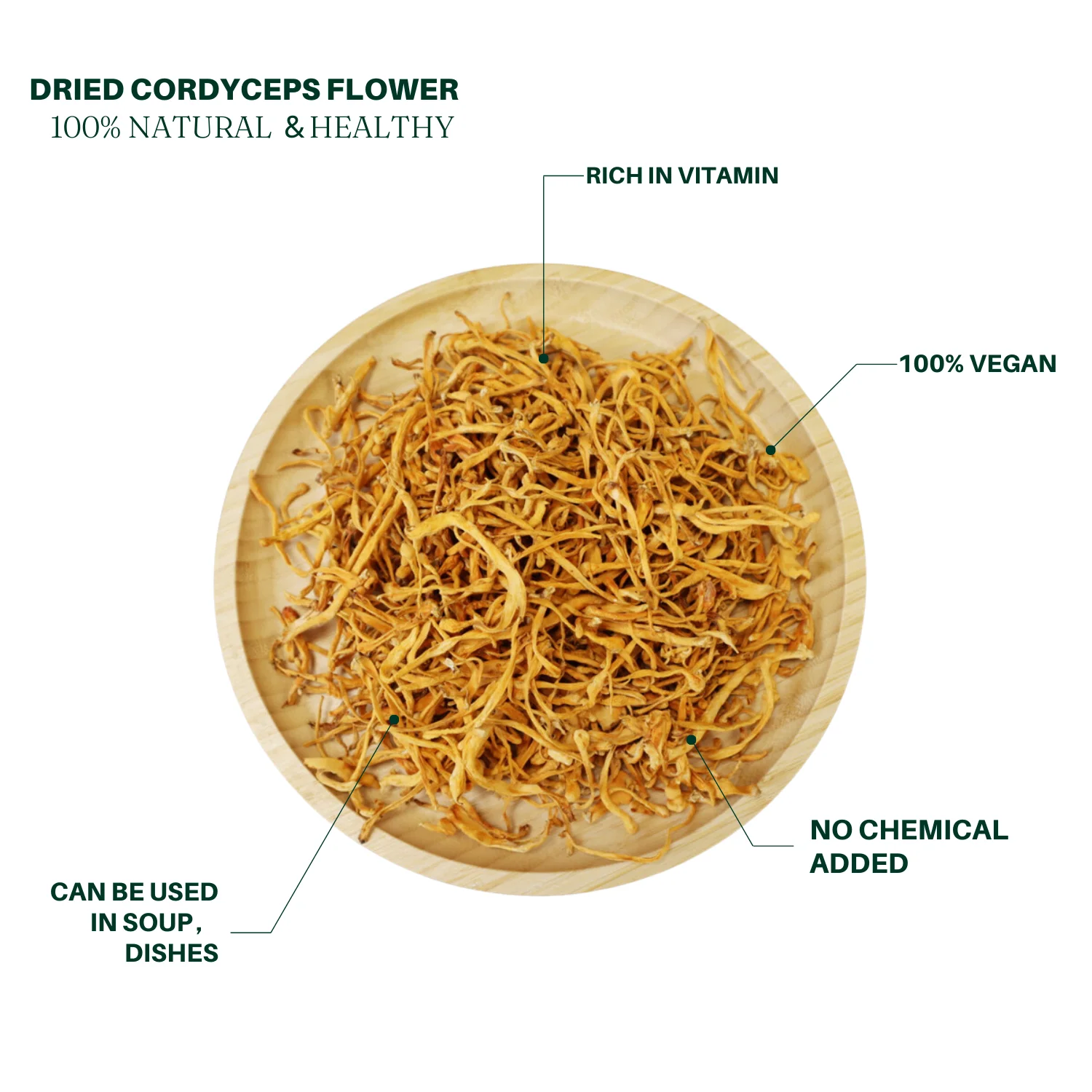 Royal Seafood USA Dried Cordyceps Flower 225g 100% Natural Dried, Great Quality, Dry Goods, For Soup