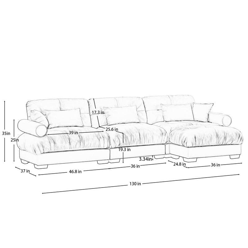 Super Comfort Oversized Modular Velvet Sectional Sofa Couch with Movable Ottoman,Corner Sectional with Bolstered Armrests, Deep Seat Cloud Convertible L Shaped Couch for Living Room Camel