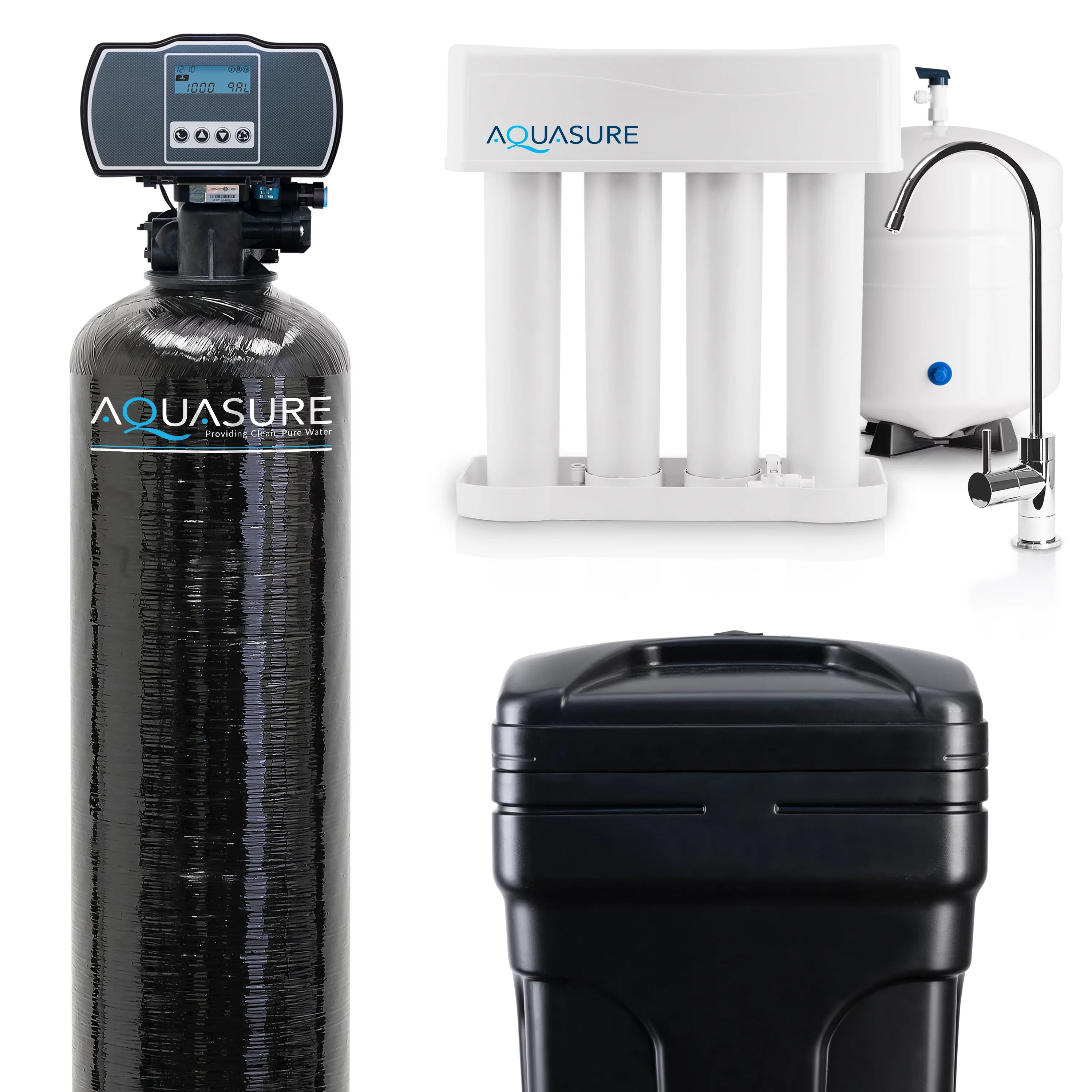 Aquasure Whole House Water Softener/Reverse Osmosis Drinking Water Filter Bundle (32,000 Grains)