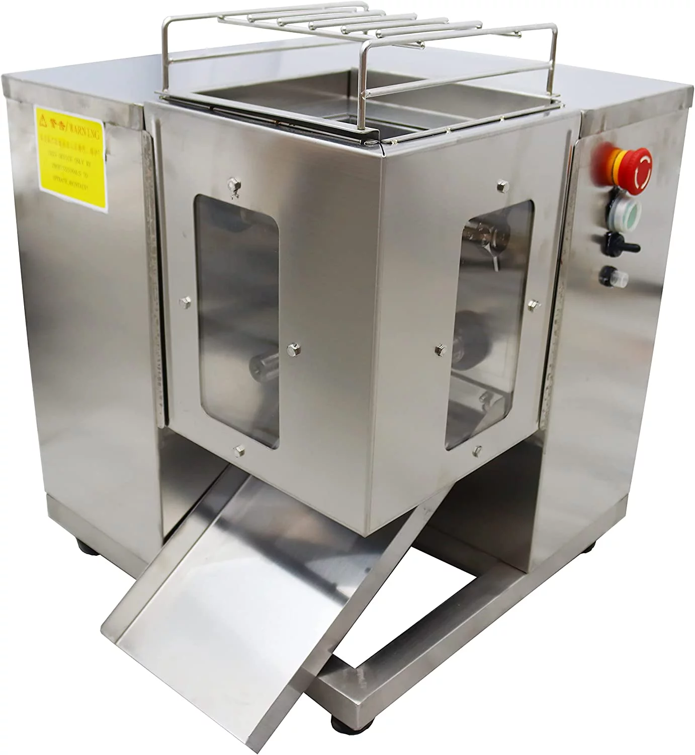 INTSUPERMAI Commercial Shredded Meat Slicer Steak Beef Pork Cutter with 10mm Blade QSJ-T Stainless Steel 250KG/H